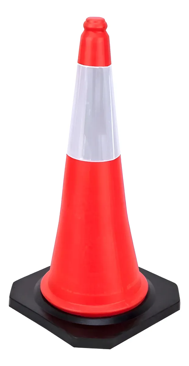 CONOS SEMIFLEXIBLES NARANJA FLUO 75CM CON BASE DE GOMA